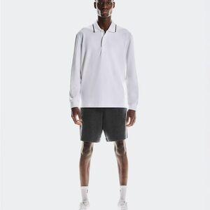 On White Polo Long Sleeve T-Shirt